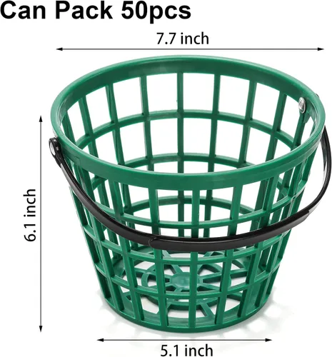 Miniatura 2 de Bekith Paquete de 2 cestas de plástico para pelotas de golf, cubo de pelota de golf con asa, capacidad para 40-50 bolas, color verde