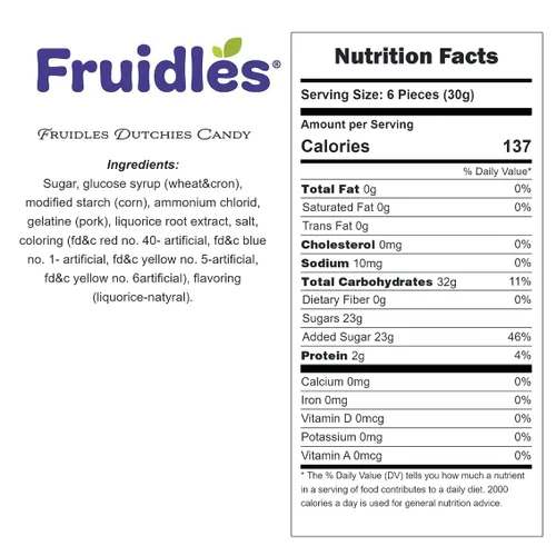 Fruidles Dutchies Candy - Caramelos masticables agrios - Vendido por libra (4.4 libras en total de 70.4 onzas)