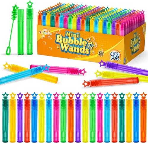 Miniatura 9 de Varita de burbujas, 200 piezas de mini varitas de burbujas a granel en 10 colores, regalos de fiesta de burbujas a granel para niños, juguetes