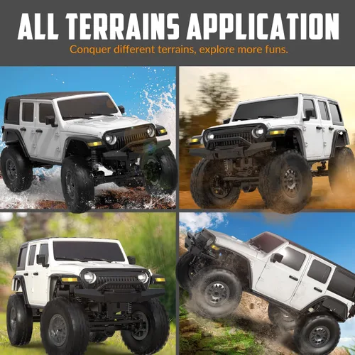 Miniatura 4 de RACENT 1/24 RC Crawler 4WD Todo Terreno RC Monster Truck de Escalada de Roca con Luz LED Impermeable Grado Pasatiempo Juguetes con 4