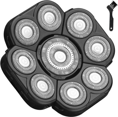 Miniatura 14 de Cabezales de repuesto para afeitadora eléctrica de 6 cuchillas para hombres para calvo y cara (6 cabezas (negro)