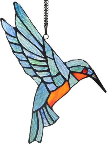 Miniatura 8 de Bieye W10048 Colibrí estilo Tiffany - Atrapasoles para ventana con cadena y gancho de ventosa (7 pulgadas de ancho x 6 pulgadas de alto)