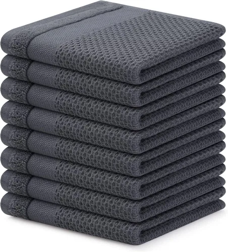 Homaxy Paños de cocina 100% algodón, paquete de 8 – 12 x 12 pulgadas, tejido de gofre, muy suaves y absorbentes, paños de cocina de secado rápido,