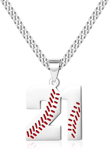Miniatura 47 de Btysun Collares de béisbol de béisbol número 0-99 dijes de acero inoxidable para hombres, regalos de béisbol, papá, marido, regalo de Navidad