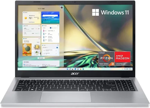 acer Aspire 3 Slim Laptop, pantalla IPS FHD de 15.6 pulgadas (1920 x 1080), AMD Ryzen 3 7320U, procesador de 4 núcleos, 8 GB LPDDR5 RAM, 128 GB SSD,