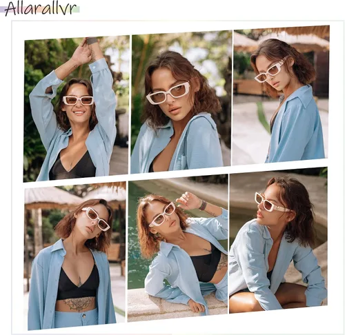 Miniatura 7 de Allarallvr Lentes de sol rectangulares para mujer, estilo retro de los años 90, Y2K, clásicos, vintage, cuadrados, AR82037