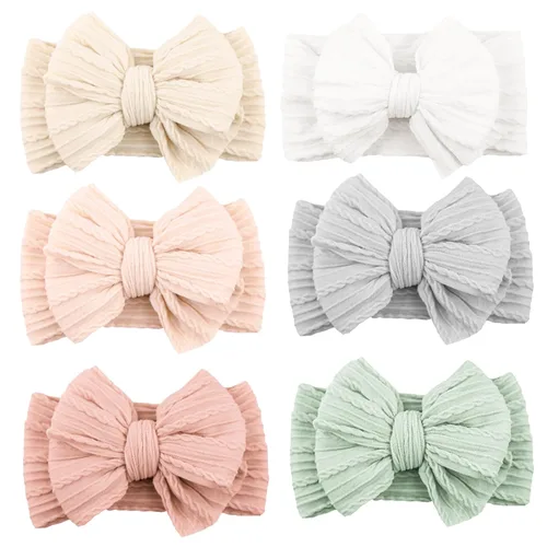 Miniatura 15 de Niceye Diademas hechas a mano para bebés, bandas de cabello suaves y elásticas de nylon con lazos para recién nacidos, bebés y niñas pequeñas