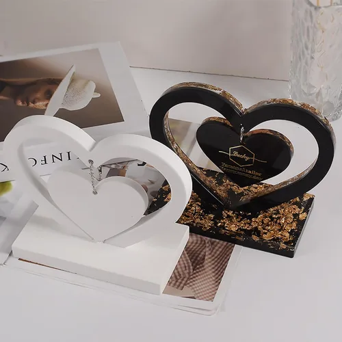 Miniatura 3 de Bemodst Molde de resina para colgante de Navidad, marco de fotos de amor, colgante de amor, molde de silicona para colgar, llavero de joyería