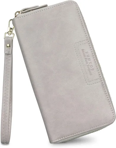 FT Funtor Cartera de pulsera para mujer, cartera de piel sintética vegana con cremallera alrededor del teléfono, tarjetero organizador, Funda tipo