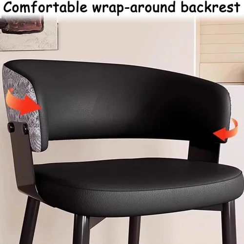 Miniatura 4 de YVYKFZD Juego de sillas de comedor, silla de comedor con patas de metal y respaldo curvo, sillas de cocina tapizadas de cuero, reposabrazos, silla