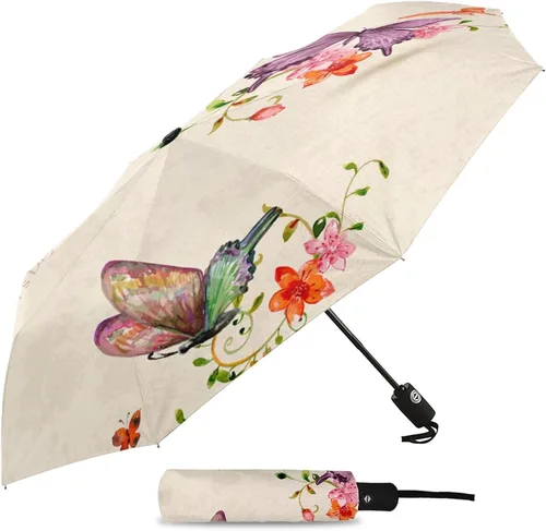 Miniatura 2 de DHDM Watercolor Automatic Umbrella for Rain Foldable Parasol Umbrella Eight strand Outdoor Umbrellas