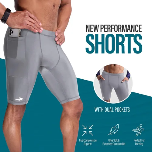 Miniatura 2 de CompressionZ Men's Compression Shorts with Pockets - Performance Sport Spandex Compression Underwear 8