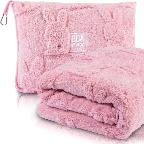 Miniatura 8 de BOACAY Manta de viaje para niños pequeños para avión, automóvil, manta suave para niños para guardería, almohada para niñas, niños con clip