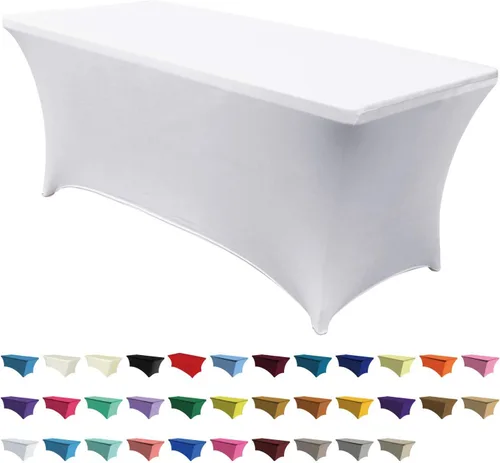 Miniatura 12 de ABCCANOPY - Funda de mesa de elastano elástica de 8 pies, mantel ajustado y resistente a las arrugas, reutilizable para mesas plegables Negro
