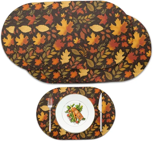 Miniatura 33 de Blue Flower Dining Table Mats Set of 2 Hummingbird Heat Resistant Placemats Washable and Wipeable Non Slip Place Mat, Waterproof Modern Dining Table