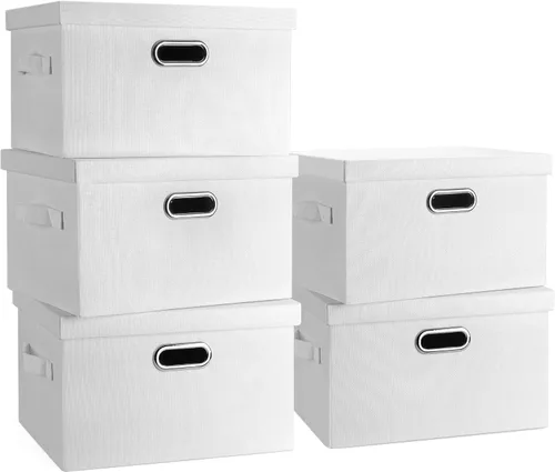 Miniatura 29 de Graciadeco Contenedores de almacenamiento plegables grandes de 17 pulgadas y 36 cuartos de galón con tapas, paquete de 3 cajas de almacenamiento