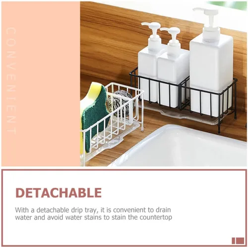 Miniatura 8 de Cesta de drenaje de esponja Fregadero de cocina Soporte de esponja Fregadero Escurridor de platos Estante de secado Estante de almacenamiento