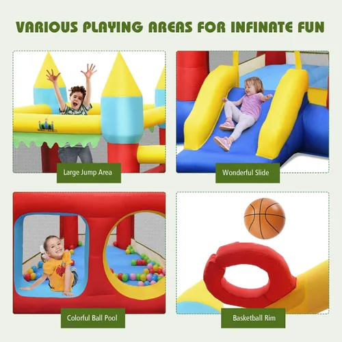 Miniatura 3 de BOUNTECH Casa inflable de rebote para niños de 5 a 12 años, para fiestas en interiores y exteriores, con área de salto, piscina de bolas, castillo