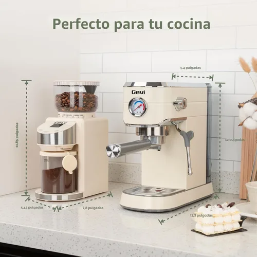 Miniatura 8 de Máquina de Espresso Gevi 20 Bar con Molinillo, Juego de Cafetera Espresso Profesional con 35 Configuraciones de Molienda Precisas, Máquinas