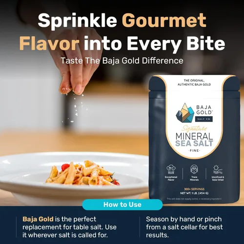 Miniatura 6 de Baja Gold Sal marina mineral - Recomendada por Gary Brecka - Sal de molienda fina para cocinar y hornear Sal natural de Baja para usos culinarios