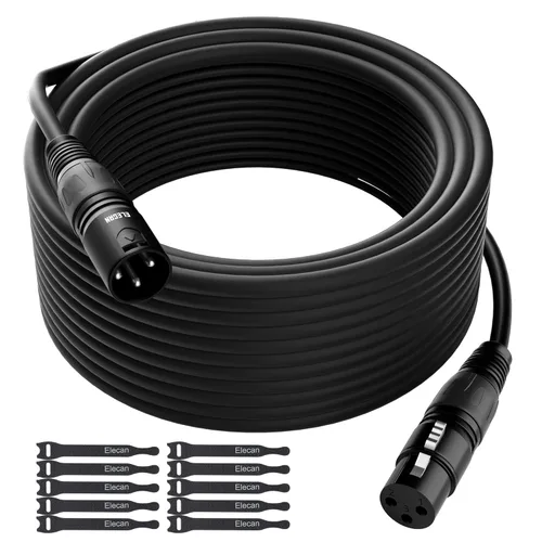 Miniatura 7 de Cable XLR de Micrófono de 15 Pies, Elecan Cable de Altavoz XLR Balanceado de Servicio Pesado (De 25-200 Pies) Cable de Micrófono Blindado de 3 Pines