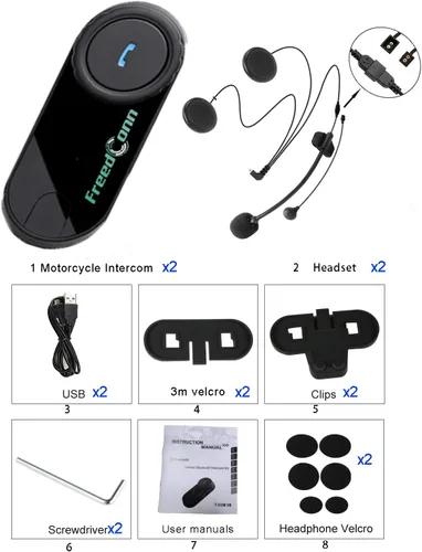 Miniatura 7 de FreedConn TCOM VB - Auriculares Bluetooth para motocicleta, sistemas de comunicación de casco de 2 vías 800M, casco intercomunicador Bluetooth