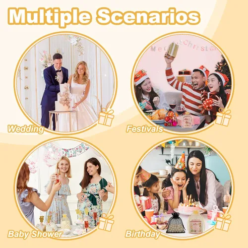 Miniatura 3 de Crweety 50 Piezas Bolsas de Organza Doradas de 3 x 4 Pulgadas, Pequeñas Bolsas de Regalo de Malla con Cordón para Favores de Boda, Despedida