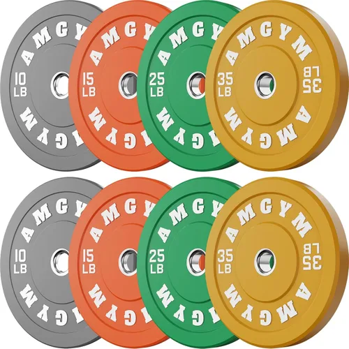 Miniatura 43 de Discos de peso olímpicos de 2 pulgadas y caucho para barras, discos para gimnasio en casa, entrenamiento de fuerza y levantamiento de pesas, 10 a