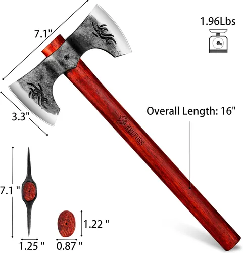 Miniatura 3 de NEDFOSS Thor - Hacha de lanzamiento, paquete de 2 hachas de lanzamiento de 16 pulgadas con acero de alto carbono 1065 y mango de madera de haya