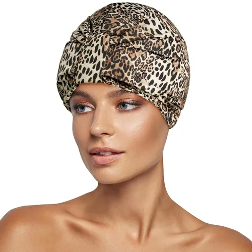 Miniatura 11 de INNELO Gorro de ducha de lujo para mujeres, reutilizable, impermeable, gorro de ducha de doble capa con correa elástica ajustable, gorro de baño