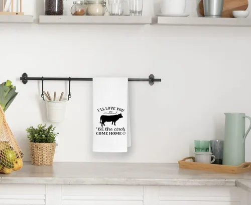 Miniatura 2 de QODUNG I'll Love You Till The Cows Come Home - Toalla de mano suave de 16 x 24 pulgadas, divertida toalla de secado de vaca, paños de cocina