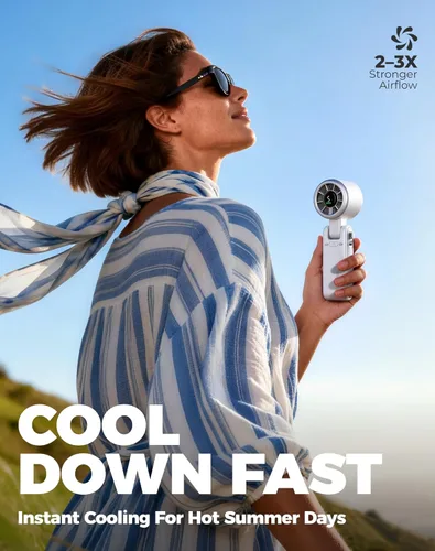 Miniatura 2 de Diveblues Ventilador Turbo Portátil de Mano, Viento de 5 Velocidades, Funciona con Batería, Hasta 12 Horas de Funcionamiento, Ventilador de Mano 3