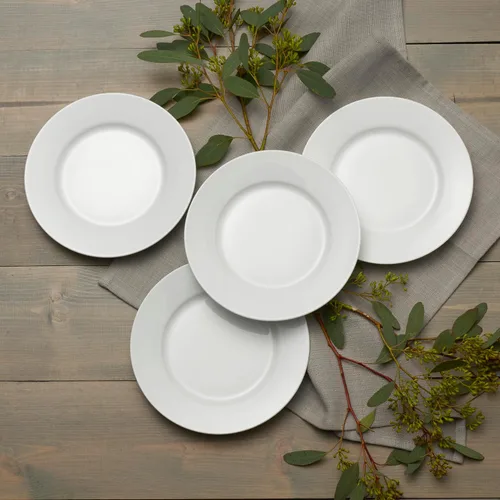 Miniatura 8 de Everyday White Juego de 4 platos de ensalada con borde clásico, 8.25 pulgadas