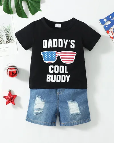 Miniatura 2 de Ropa de verano para bebé, conjunto de pantalones cortos, camisa de manga corta para niños pequeños
