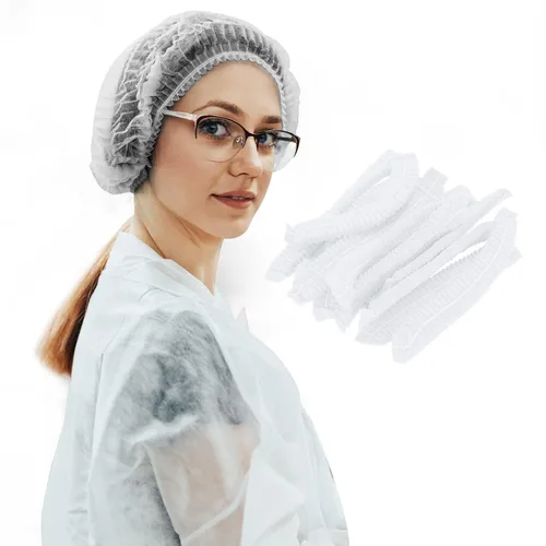 Miniatura 8 de Paquete de 100 gorras no tejidas desechables de 21 pulgadas para el cabello, para hospital, salón, spa, catering y espacio de trabajo sin polvo Azul