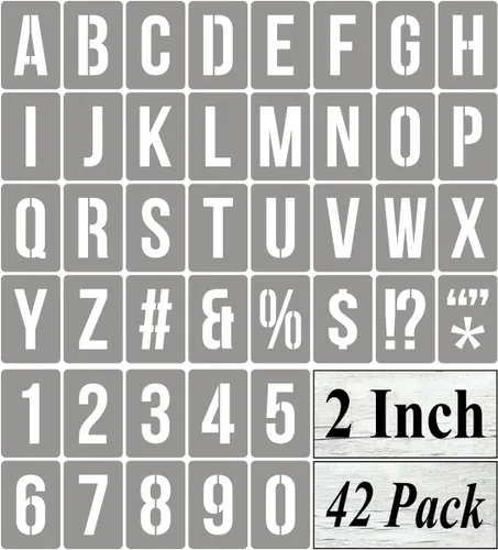 Miniatura 8 de Plantillas de letras del alfabeto de 12 pulgadas para pintar, paquete de 42 plantillas de letras y números con letreros para pintar sobre madera