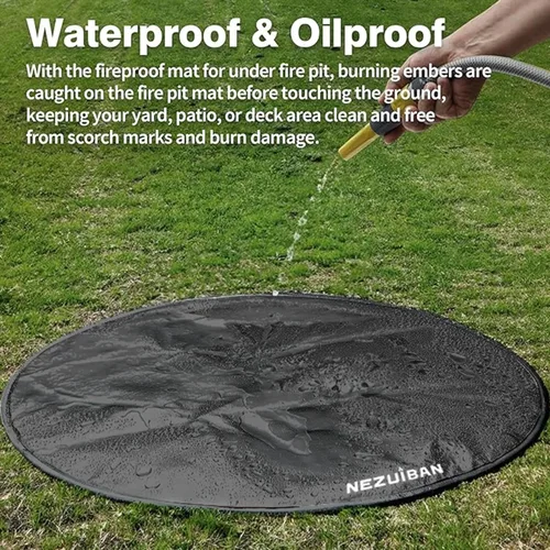 Miniatura 3 de Tapete para hoguera de 36 pulgadas para hoguera individual, 3 capas resistente al calor, resistente al calor, tapete para debajo de la parrilla