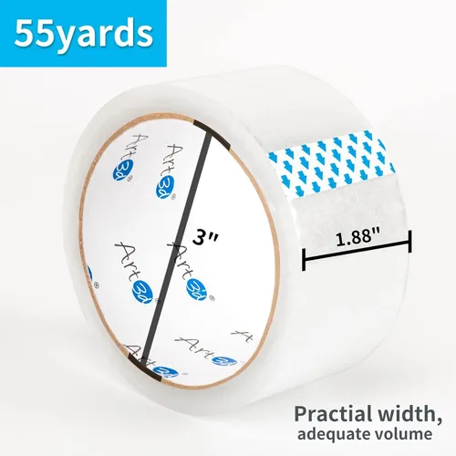 Miniatura 2 de Art3d 6 rollos de cinta de sellado de cartón resistente, cinta de embalaje transparente, 1.88 pulgadas x 55 yardas, 2 mil de grosor