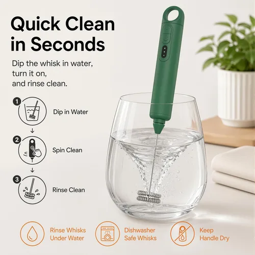 Miniatura 6 de Espumador de leche recargable de mano de 3 velocidades para café [3 batidores] Mezclador eléctrico de bebidas para latte, capuchino, café, huevos