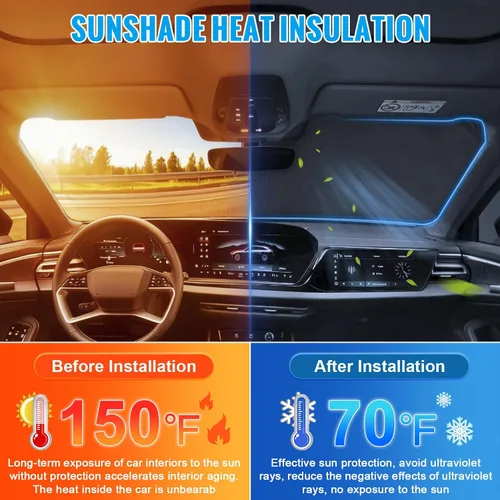 Miniatura 7 de Parasol de 6 capas para parabrisas de Honda Element 2003-2011, parasol plegable para automóvil con bolsa de almacenamiento, reflectante del calor