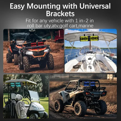 Miniatura 8 de Barra de sonido UTV, barra de sonido impermeable IP66 Bluetooth para carrito de golf, sistema de altavoces ATV, barra de sonido SXS compatible