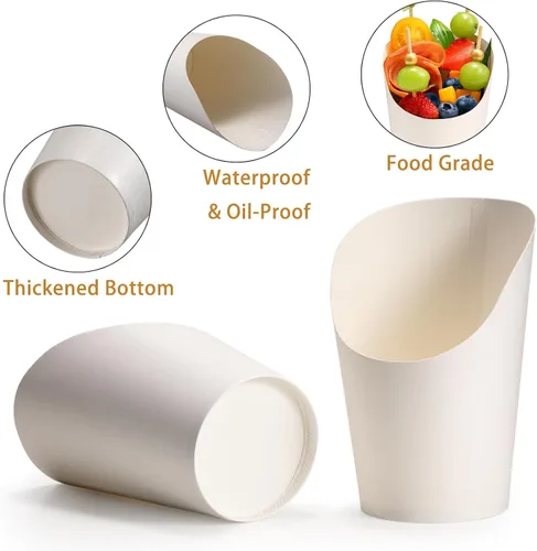 Miniatura 4 de 60 juegos de tazas desechables de charcutería con palillos y bolsas, 14 oz, cajas de aperitivos blancas de papel kraft, tazas para papas fritas
