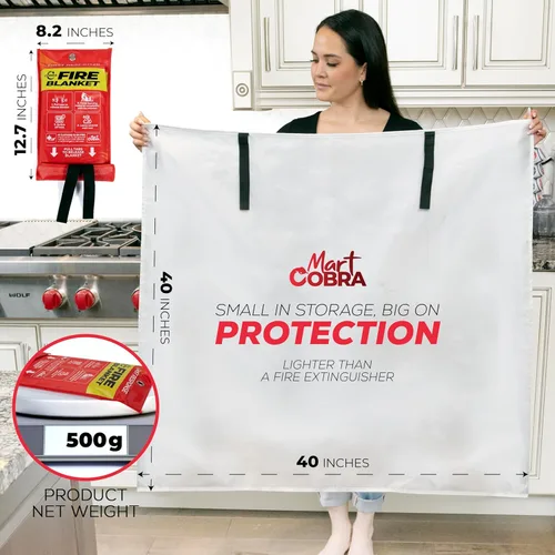 Miniatura 5 de Mart Cobra Manta de emergencia contra incendios para el hogar y la cocina, 1 paquete, mantas de emergencia para seguridad en el hogar, 40 x 40