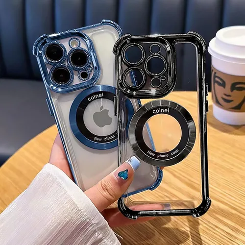 Miniatura 2 de Funda magnética transparente para iPhone 13 Pro, lujo brillante en las cuatro esquinas, protección de grado militar a prueba de golpes con protector