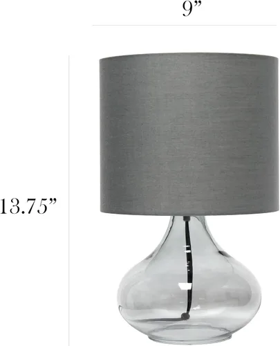 Miniatura 3 de Simple Designs LT2063-SMG - Lámpara de mesa pequeña de cristal con pantalla de tela gris, color humo (paquete de 2)