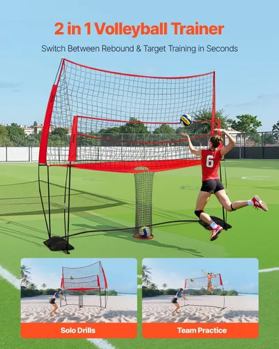 Miniatura 2 de VEVORAdjustable Height Badminton Net Set for Backyard Beach Lawn, Outdoor Portable Volleyball Net with Carrying Bag, 4 Square Quick Assemble Game