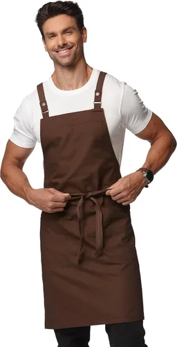 Miniatura 11 de Delantal de cocina unisex, delantal con correa cruzada con 2 bolsillos, delantal profesional duradero e impermeable Jengibre