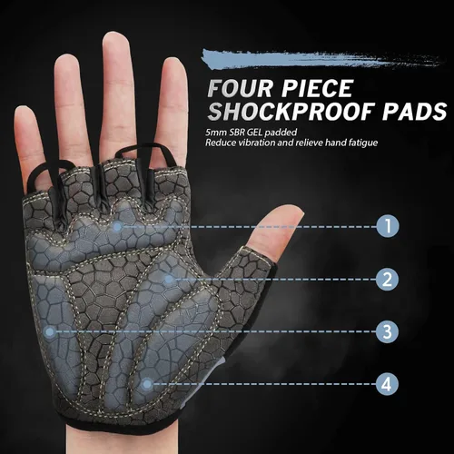 Miniatura 2 de Guantes de bicicleta para hombres y mujeres con almohadilla antideslizante que absorbe los golpes, guantes de ciclismo ligeros de medio dedo