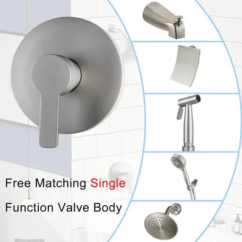 Miniatura 2 de Manija de válvula de ducha, kit de llave mezcladora de ducha de baño, válvulas de control de ducha de montaje en pared, válvulas rugosas de tina
