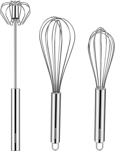 Miniatura 17 de NileHome Juego de mini batidores de acero inoxidable de 5 y 7 pulgadas para cocina, pequeños batidores de alambre para cocinar, batir, mezclar
